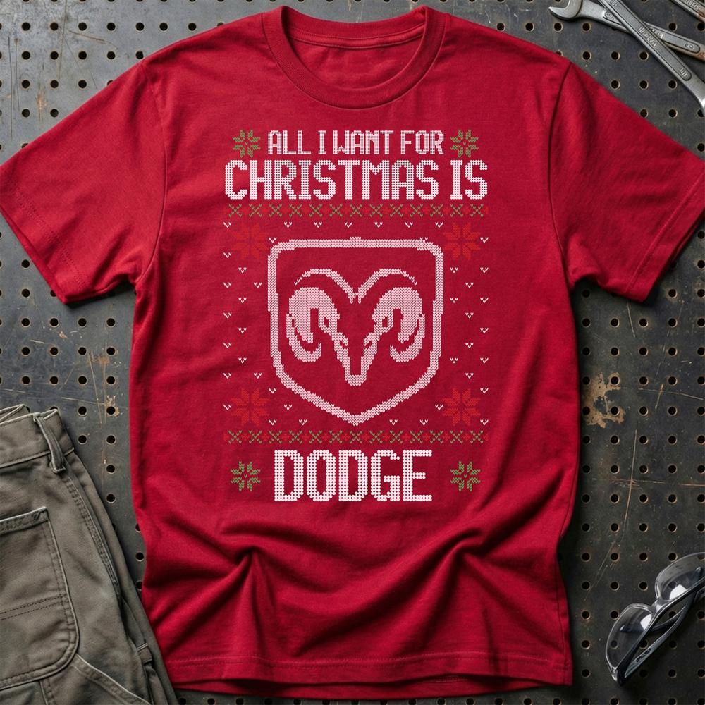 Dodge - All I Want For Christmas T-Shirt-Beklædning-Dodge-Rød-S-Garage Culture Shop- garage - man cave - merchandise