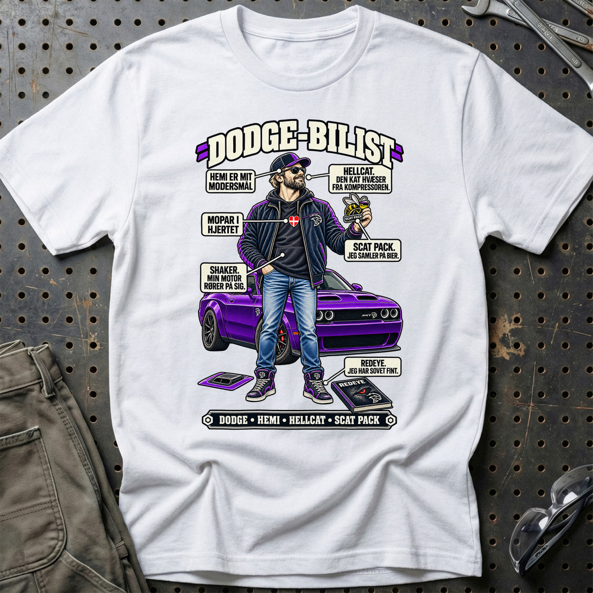 
Dodge-Bilist T-Shirt – Hvid