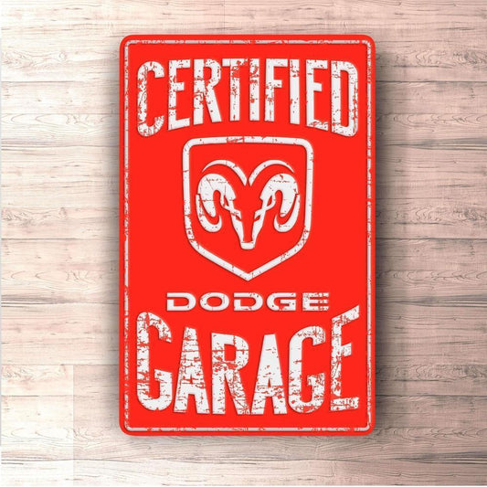 Dodge Certified Garage Skilte, Musemåtte, Dørmåtte , Plakat-Skilte-Dodge-Garage Culture Shop- garage - man cave - merchandise