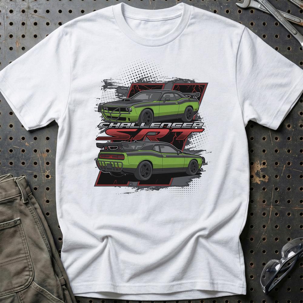 Dodge Challanger SRT Fast And Furios Cars T-Shirt-Beklædning-Dodge-Hvid-S-Garage Culture Shop- garage - man cave - merchandise