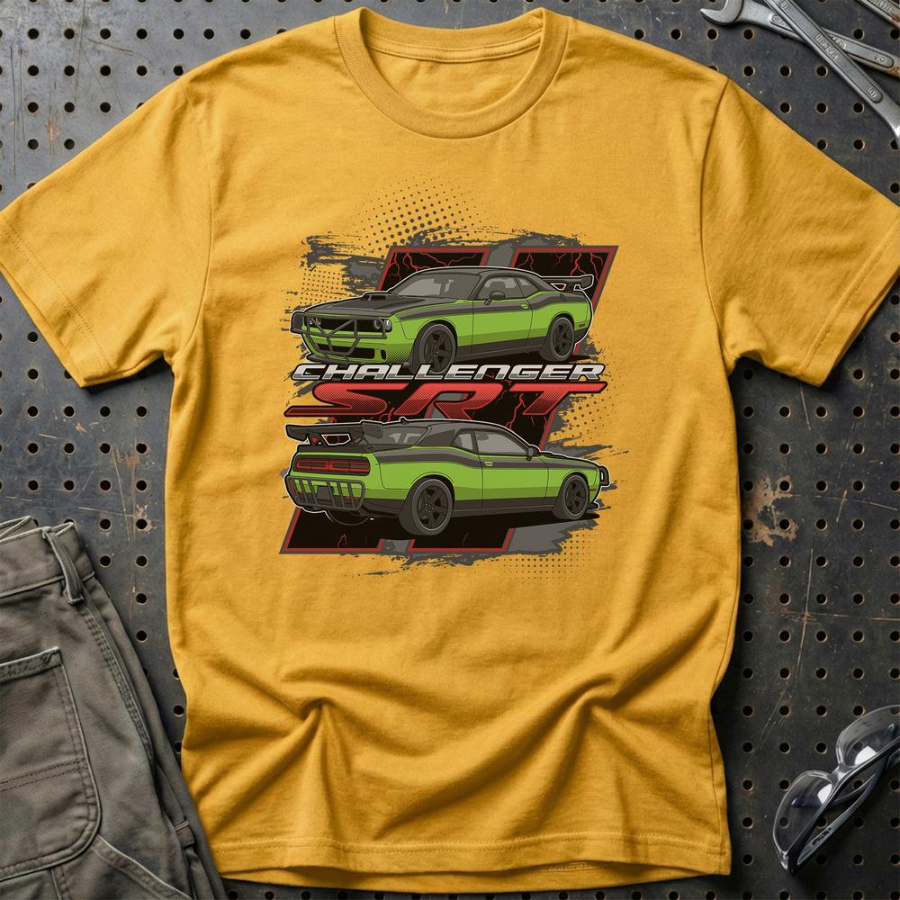 Dodge Challanger SRT Fast And Furios Cars T-Shirt-Beklædning-Dodge-Guld-S-Garage Culture Shop- garage - man cave - merchandise
