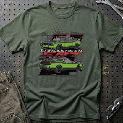 Dodge Challanger SRT Fast And Furios Cars - Unisex T-Shirt-Beklædning-Dodge-Grøn Militær-S-Garage Culture Shop- garage - man cave - merchandise