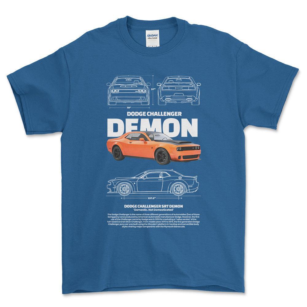 Dodge Challenger Demon T-Shirt-Beklædning-Dodge-Blå Royal-S-Garage Culture Shop- garage - man cave - merchandise