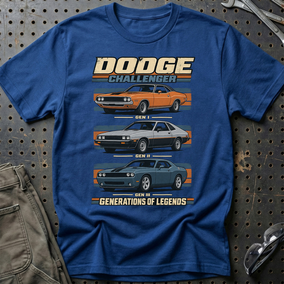 
Dodge Challenger – Generations of Legends T-Shirt – Blå Royal