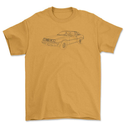Dodge Challenger Second gen - One Line Style Unisex T-Shirt-Beklædning-Dodge-Guld-S-Forside-Garage Culture Shop- garage - man cave - merchandise