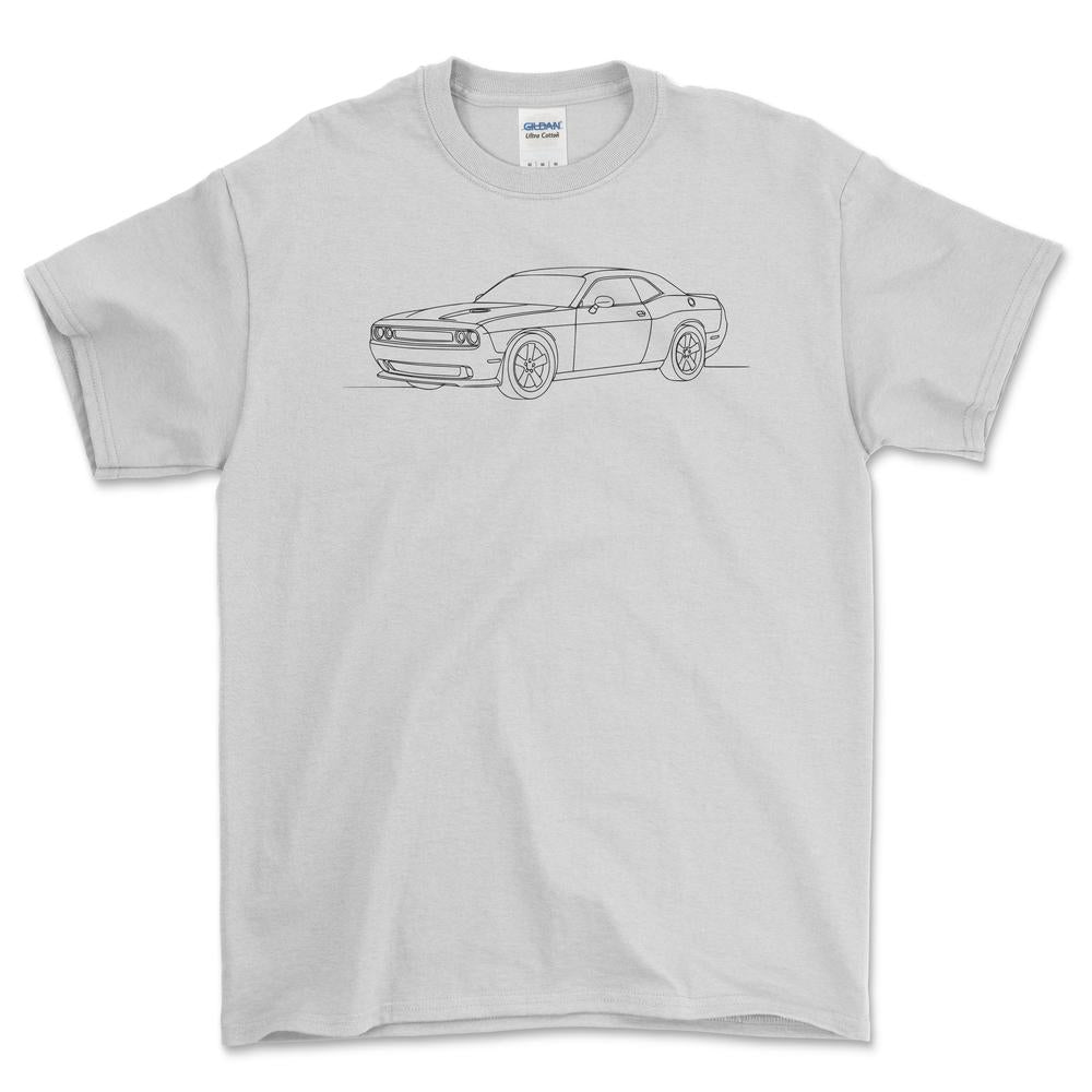 Dodge Challenger Third gen - One Line Style Unisex T-Shirt-Beklædning-Dodge-Hvid-S-Forside-Garage Culture Shop- garage - man cave - merchandise