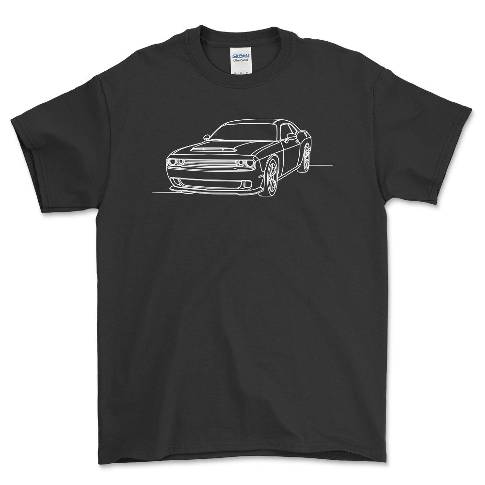 Dodge Challenger Third gen - One Line Style Unisex T-Shirt-Beklædning-Dodge-Sort-S-Forside-Garage Culture Shop- garage - man cave - merchandise