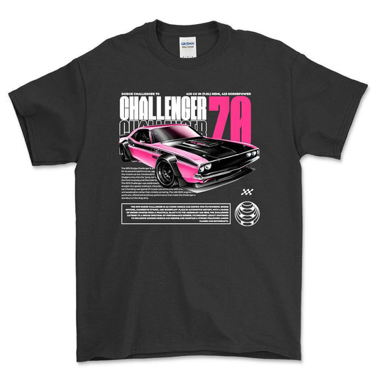 Dodge Challenger - Unisex T-Shirt , Bomuld-Beklædning-Dodge-Sort-S-Forside-Garage Culture Shop- garage - man cave - merchandise
