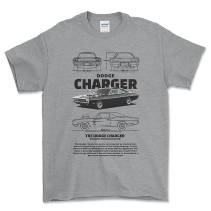 Dodge Charger 1970 - Unisex T-Shirt , Bomuld-Beklædning-Dodge-Grå Sport-S-Forside-Garage Culture Shop- garage - man cave - merchandise
