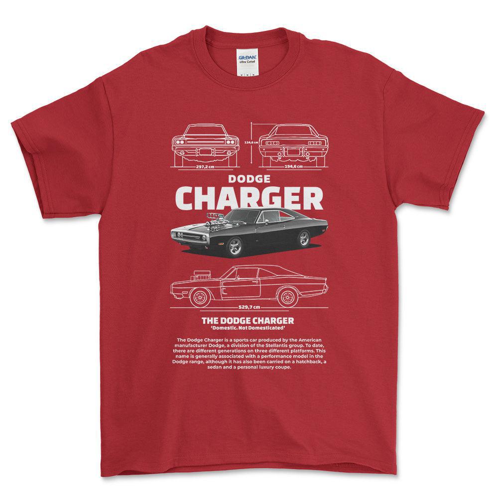Dodge Charger 1970 - Unisex T-Shirt , Bomuld-Beklædning-Dodge-Rød-S-Forside-Garage Culture Shop- garage - man cave - merchandise