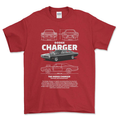 Dodge Charger 1970 - Unisex T-Shirt , Bomuld-Beklædning-Dodge-Rød-S-Forside-Garage Culture Shop- garage - man cave - merchandise