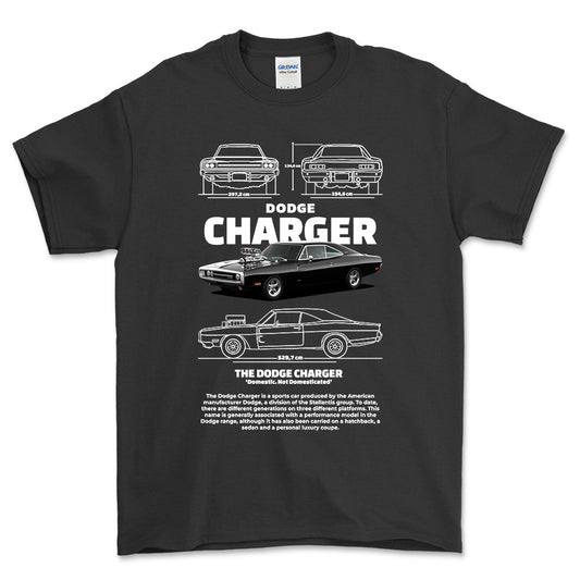 Dodge Charger 1970 - Unisex T-Shirt , Bomuld-Beklædning-Dodge-Sort-S-Forside-Garage Culture Shop- garage - man cave - merchandise