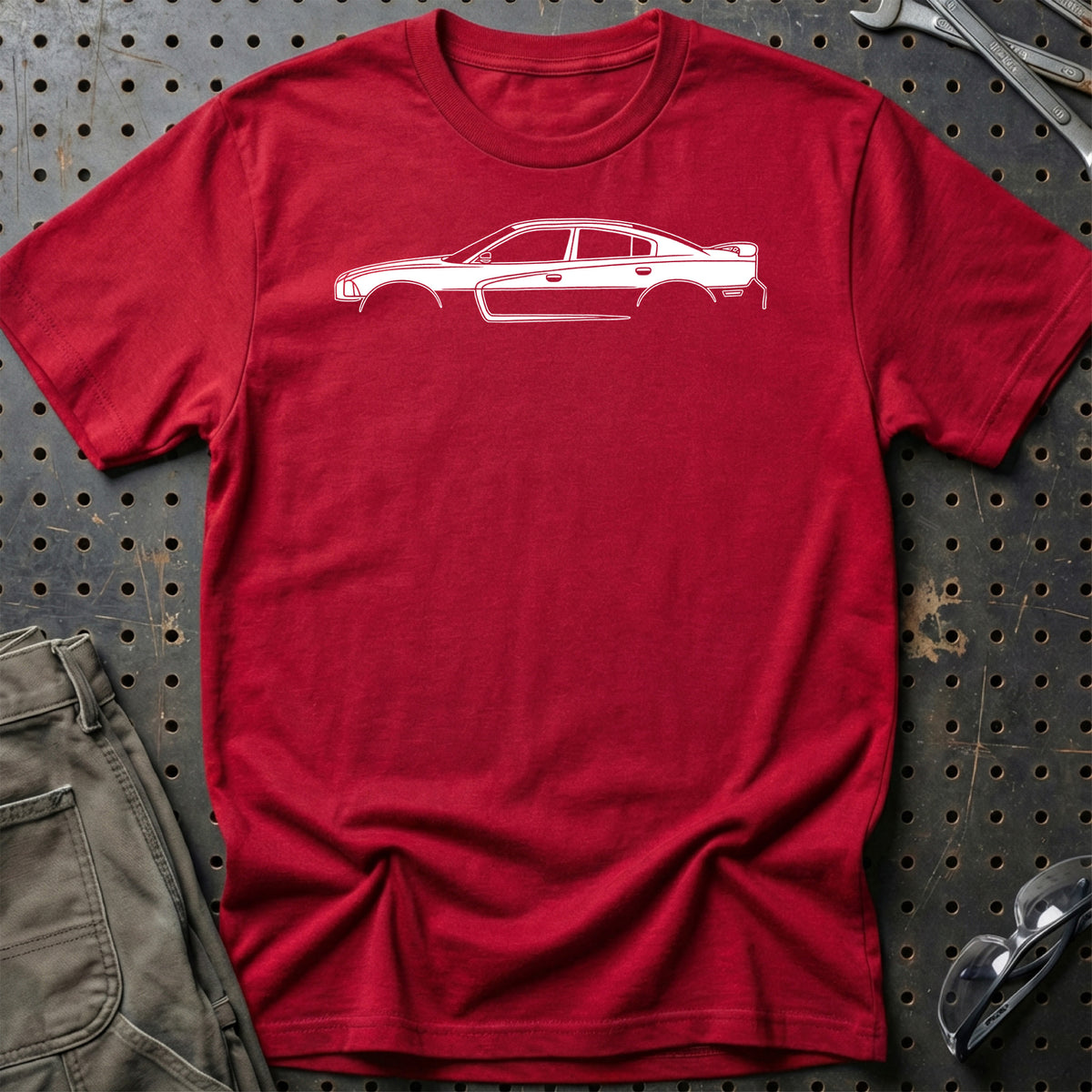 
Dodge Charger 2014 Silhuet T-Shirt – Rød
