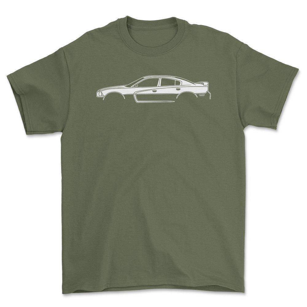 Dodge Charger 2014 Silhuet T-Shirt-Beklædning-Dodge-Grøn Militær-S-Garage Culture Shop- garage - man cave - merchandise
