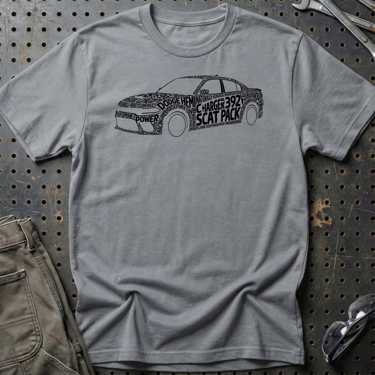 
Dodge Charger 392 Scat Pack Old School Typography T-Shirt – Grå Sport