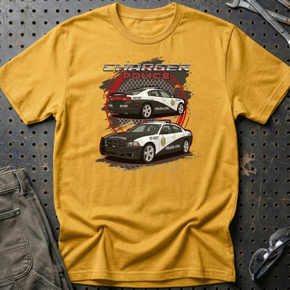 Dodge Charger Police Fast And Furios Cars - Unisex T-Shirt-Beklædning-Dodge-Guld-S-Garage Culture Shop- garage - man cave - merchandise