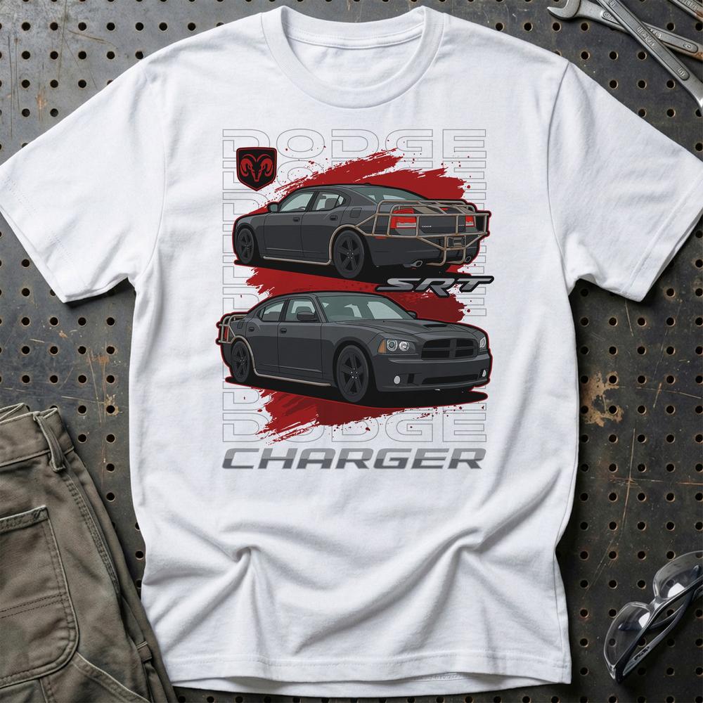 Dodge Charger SRT Fast And Furios Cars - Unisex T-Shirt-Beklædning-Dodge-Hvid-S-Garage Culture Shop- garage - man cave - merchandise