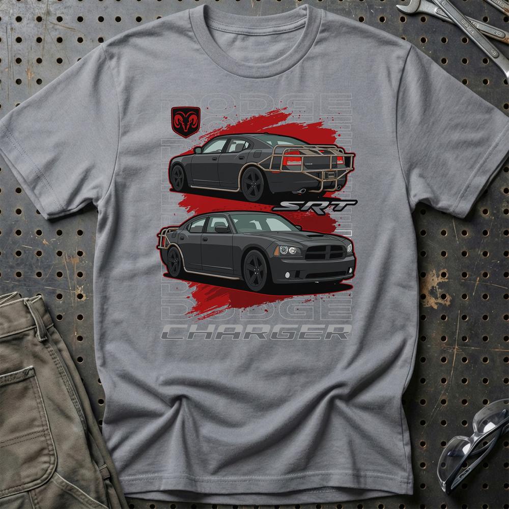 Dodge Charger SRT Fast And Furios Cars - Unisex T-Shirt-Beklædning-Dodge-Grå Sport-S-Garage Culture Shop- garage - man cave - merchandise