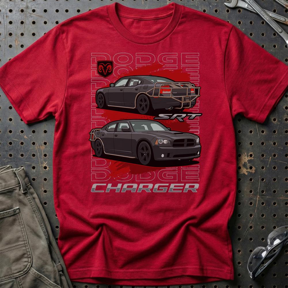 Dodge Charger SRT Fast And Furios Cars - Unisex T-Shirt-Beklædning-Dodge-Rød-S-Garage Culture Shop- garage - man cave - merchandise