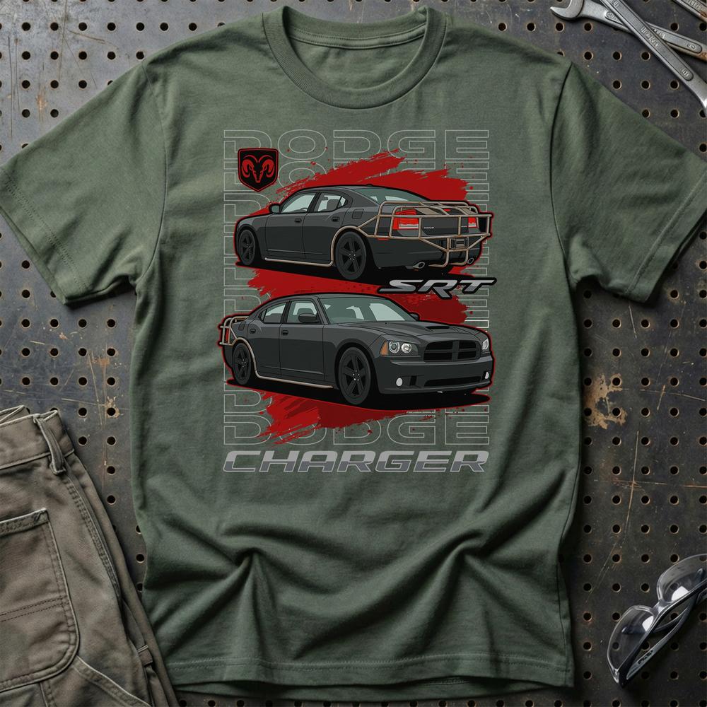 Dodge Charger SRT Fast And Furios Cars - Unisex T-Shirt-Beklædning-Dodge-Grøn Militær-S-Garage Culture Shop- garage - man cave - merchandise
