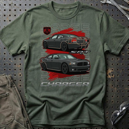 Dodge Charger SRT Fast And Furios Cars - Unisex T-Shirt-Beklædning-Dodge-Grøn Militær-S-Garage Culture Shop- garage - man cave - merchandise