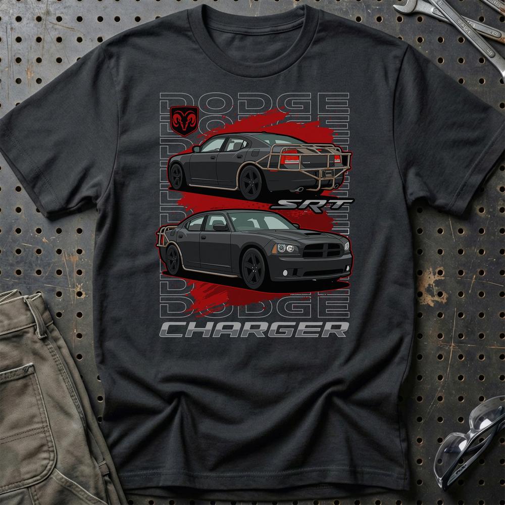 Dodge Charger SRT Fast And Furios Cars - Unisex T-Shirt-Beklædning-Dodge-Sort-S-Garage Culture Shop- garage - man cave - merchandise