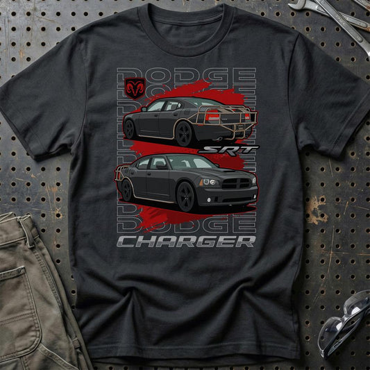 Dodge Charger SRT Fast And Furios Cars - Unisex T-Shirt-Beklædning-Dodge-Sort-S-Garage Culture Shop- garage - man cave - merchandise