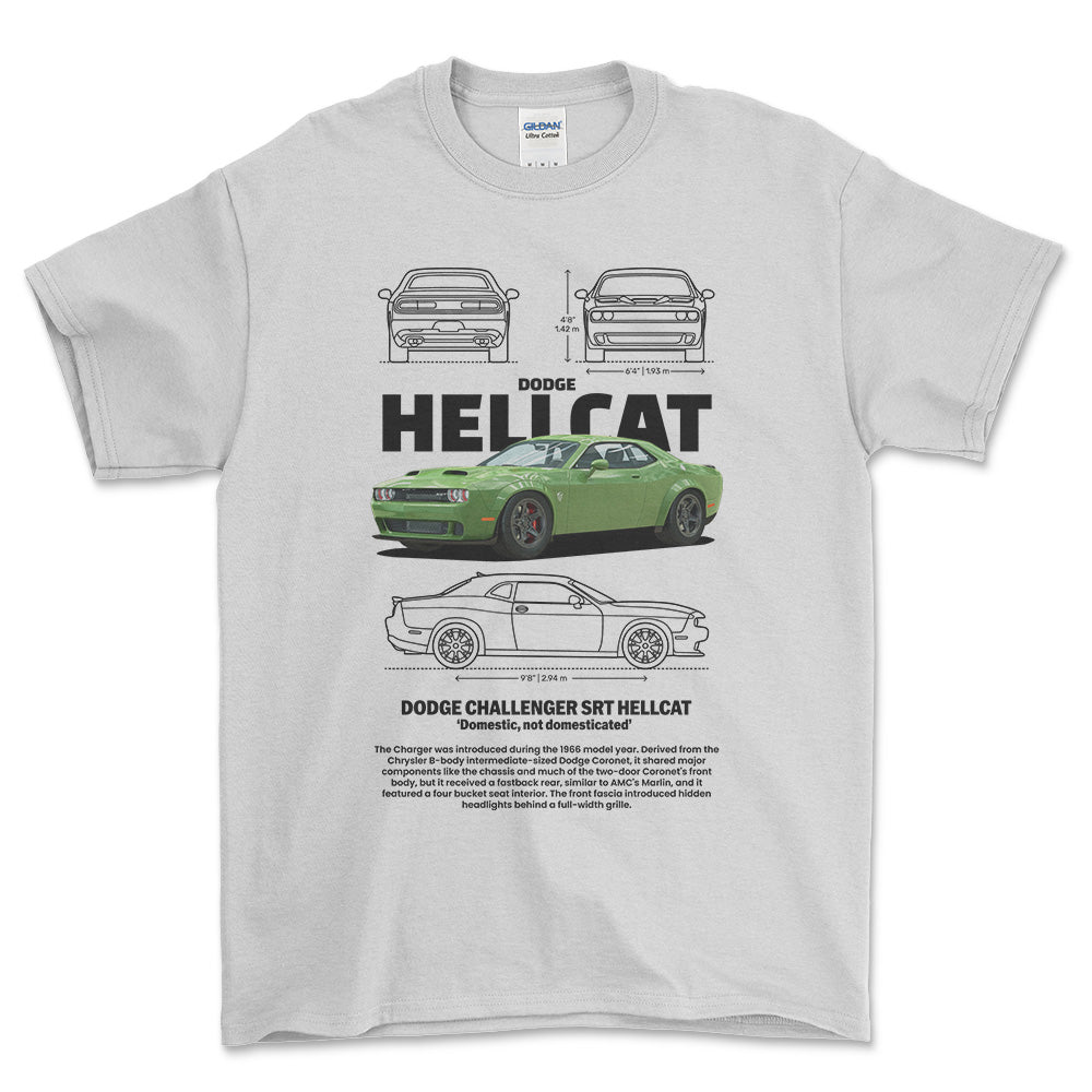 Dodge Charger SRT Hellcat - Unisex T-Shirt , Bomuld-Beklædning-Dodge-Hvid-S-Forside-Garage Culture Shop- garage - man cave - merchandise