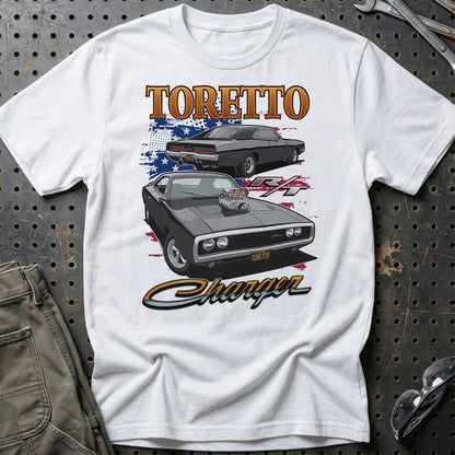 Dodge Charger Toretto Fast And Furios Cars - Unisex T-Shirt-Beklædning-Dodge-Hvid-S-Garage Culture Shop- garage - man cave - merchandise