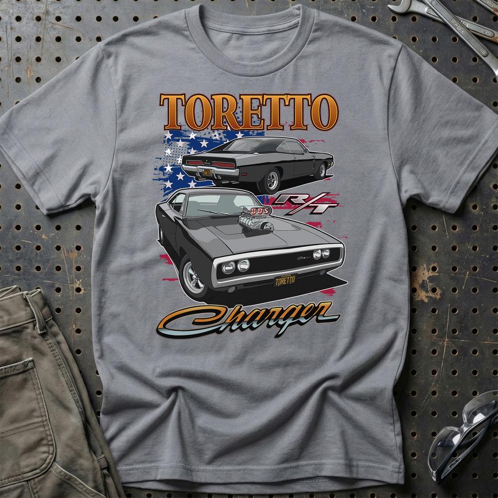 Dodge Charger Toretto Fast And Furios Cars - Unisex T-Shirt-Beklædning-Dodge-Grå Sport-S-Garage Culture Shop- garage - man cave - merchandise