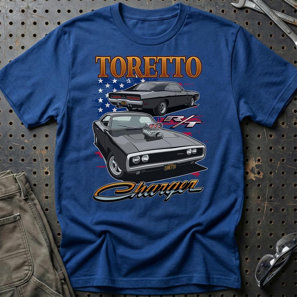 Dodge Charger Toretto Fast And Furios Cars - Unisex T-Shirt-Beklædning-Dodge-Blå Royal-S-Garage Culture Shop- garage - man cave - merchandise