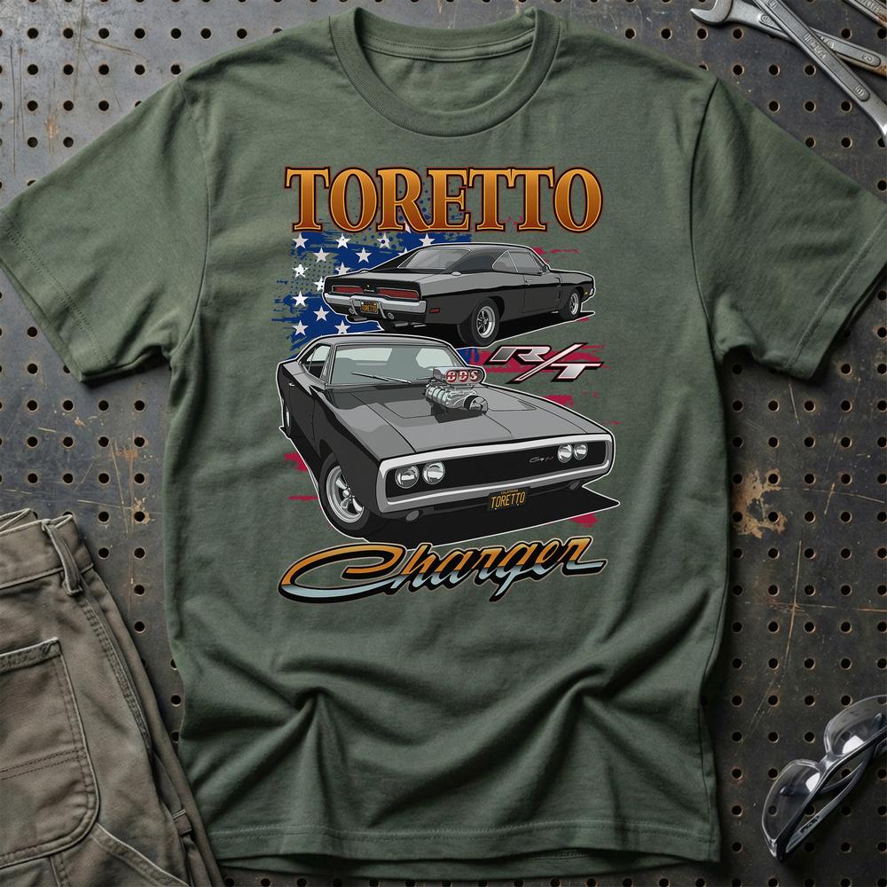 Dodge Charger Toretto Fast And Furios Cars - Unisex T-Shirt-Beklædning-Dodge-Grøn Militær-S-Garage Culture Shop- garage - man cave - merchandise