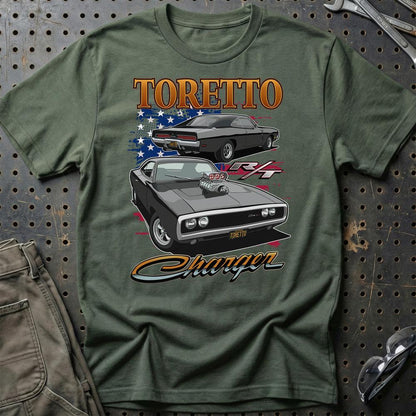 Dodge Charger Toretto Fast And Furios Cars - Unisex T-Shirt-Beklædning-Dodge-Grøn Militær-S-Garage Culture Shop- garage - man cave - merchandise