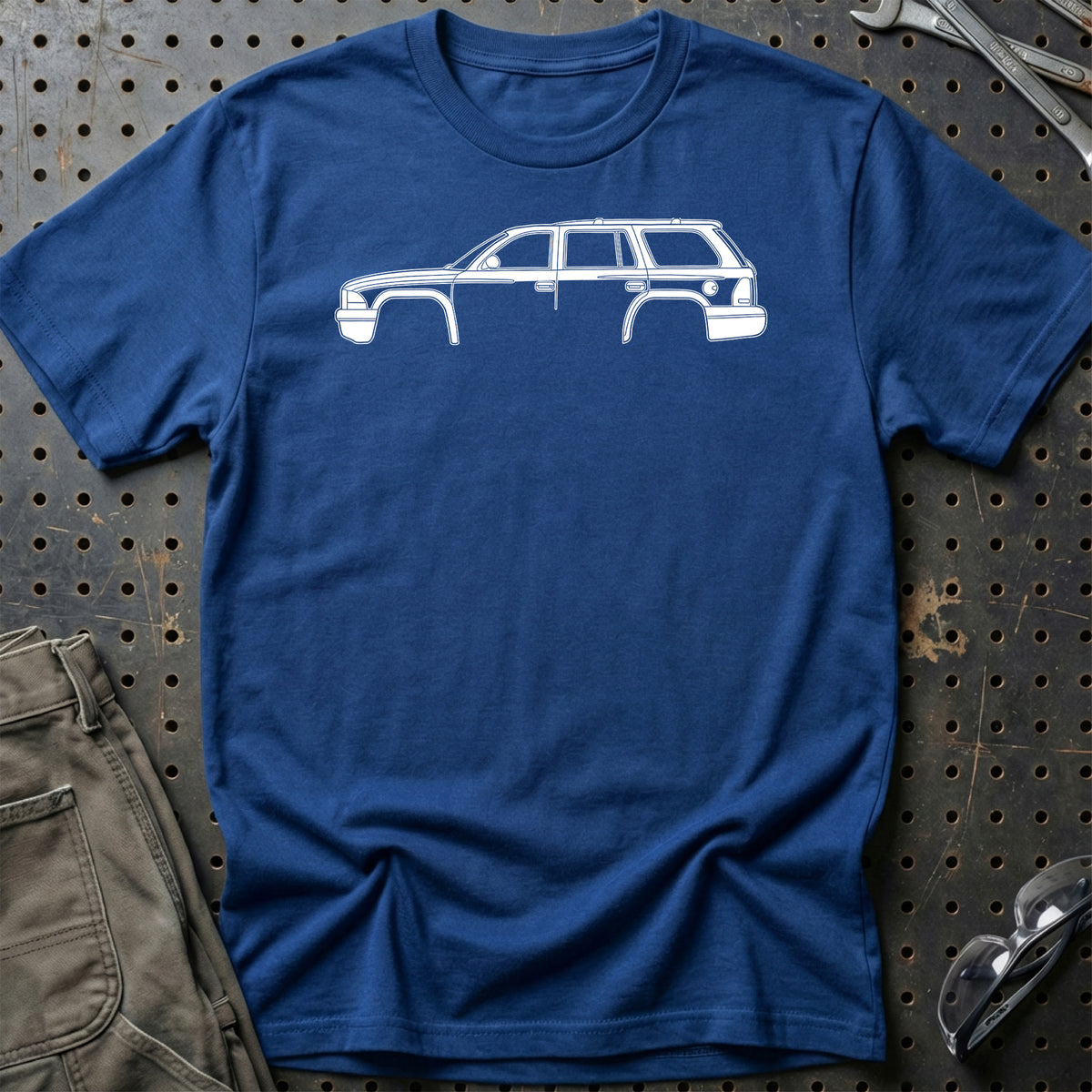 
Dodge Durango 1998 Silhuet T-Shirt – Blå Royal