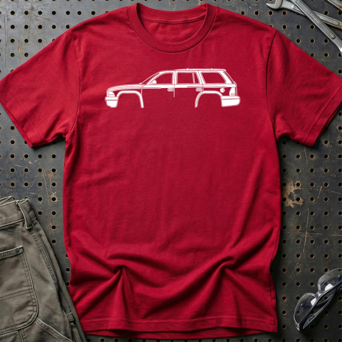 
Dodge Durango 1998 Silhuet T-Shirt – Rød