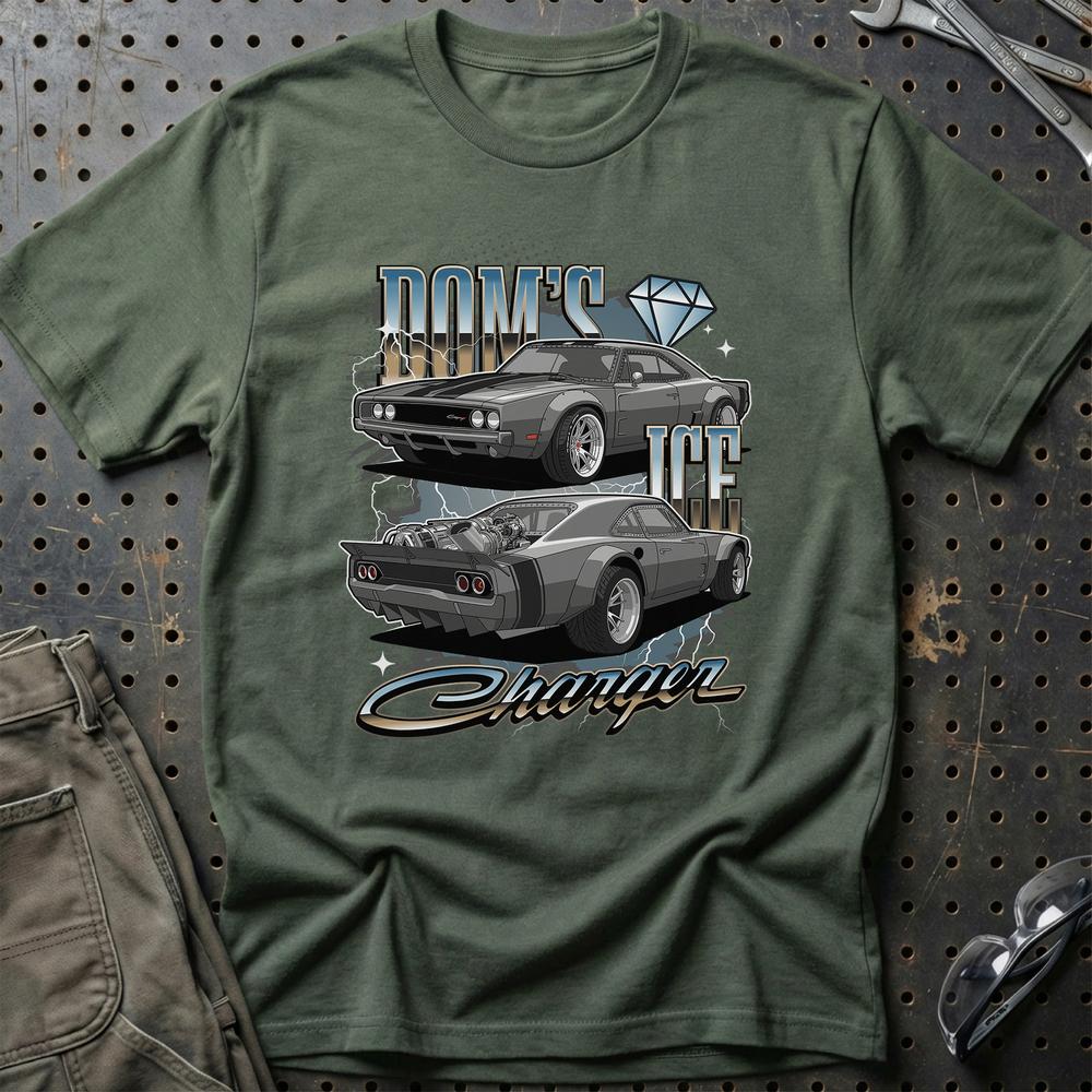 Dodge Ice Charger Fast And Furios Cars - Unisex T-Shirt-Beklædning-Dodge-Grøn Militær-S-Garage Culture Shop- garage - man cave - merchandise