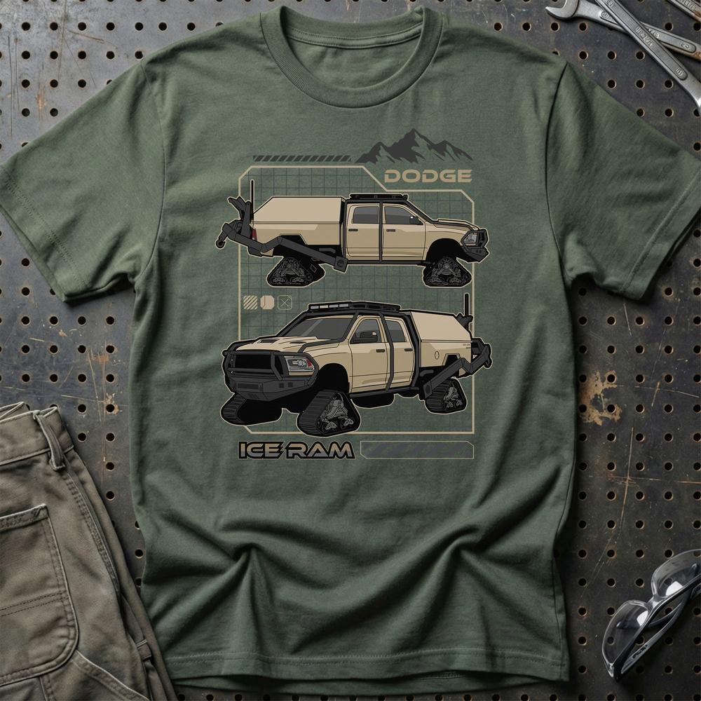 Dodge Ice Ram Fast And Furios Cars - Unisex T-Shirt-Beklædning-Dodge-Grøn Militær-S-Garage Culture Shop- garage - man cave - merchandise