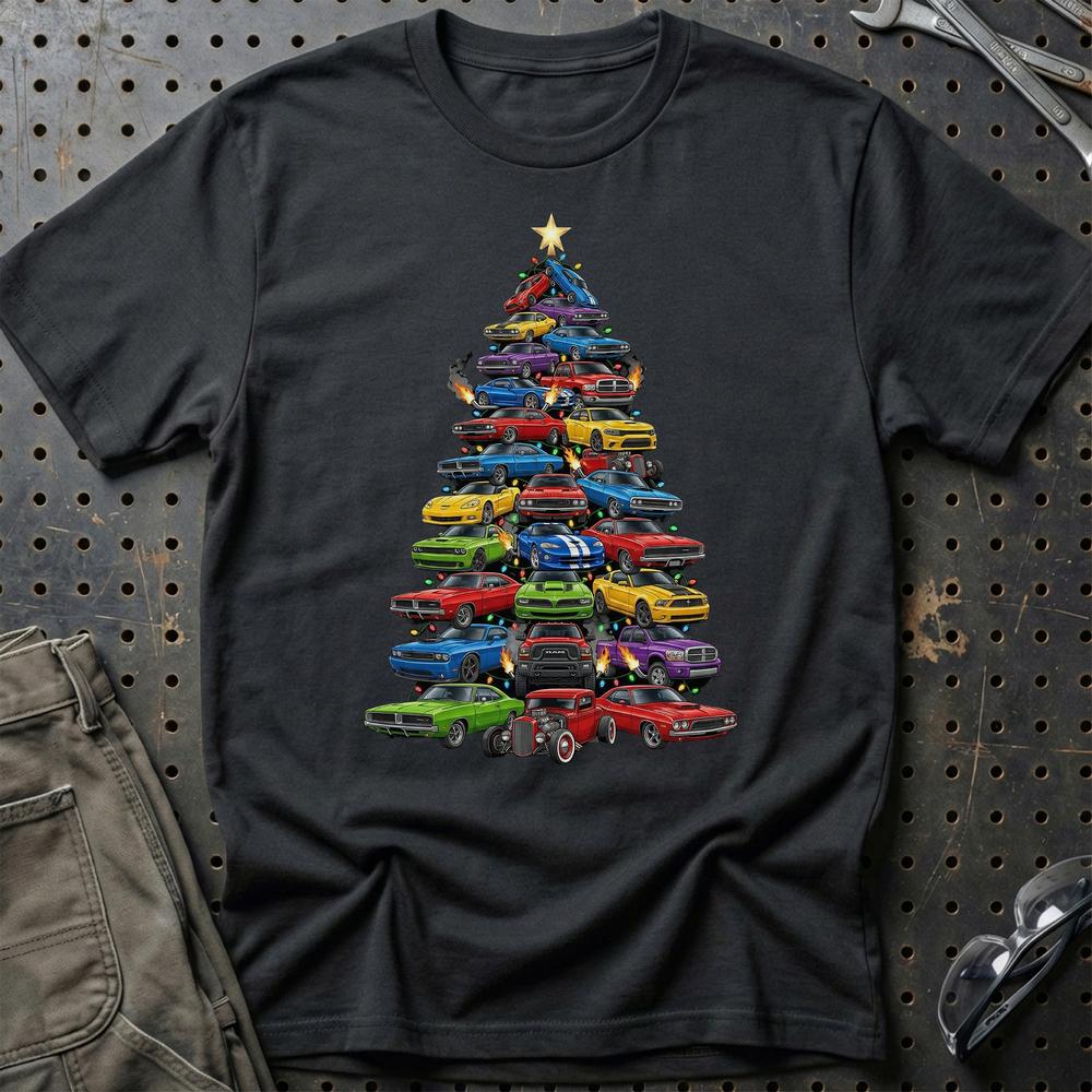 Dodge Juletræ Christmas Tree T-Shirt-Beklædning-Dodge-Sort-S-Garage Culture Shop- garage - man cave - merchandise
