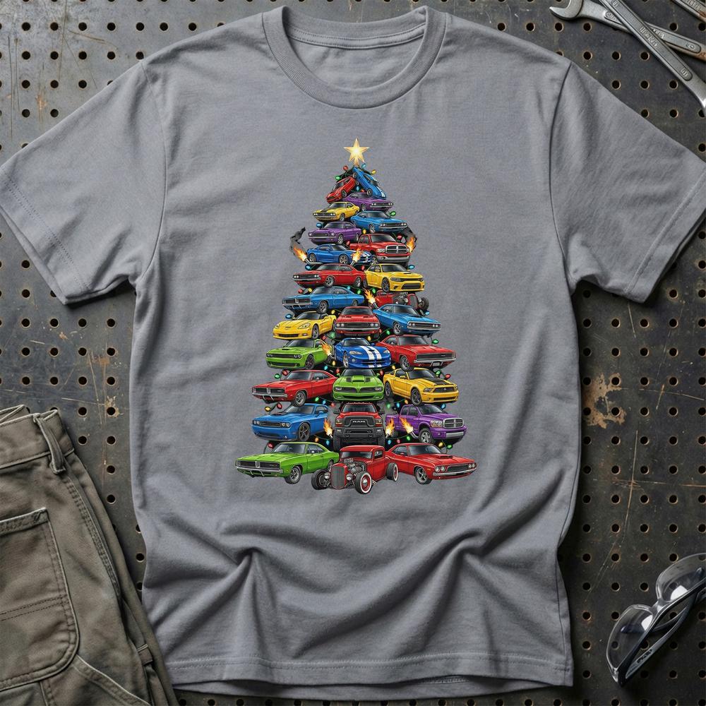 Dodge Juletræ Christmas Tree - Unisex T-Shirt-Beklædning-Dodge-Grå Sport-S-Garage Culture Shop- garage - man cave - merchandise