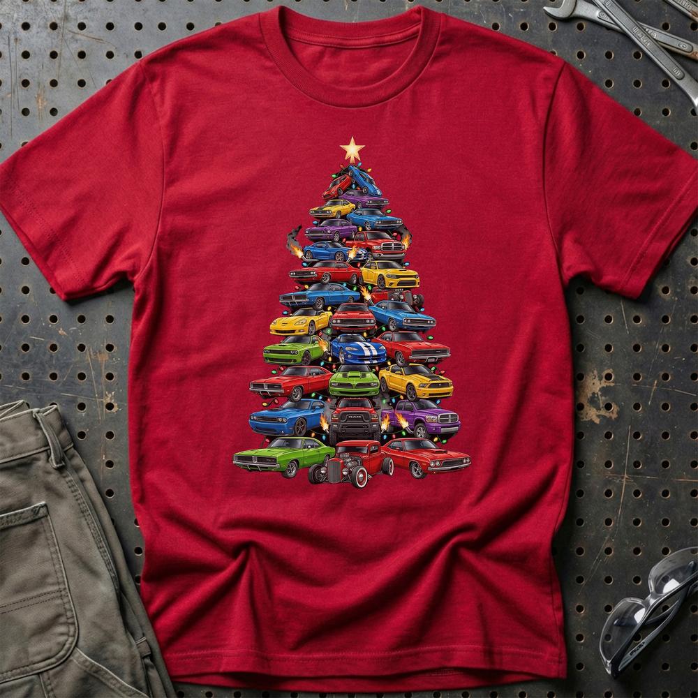 Dodge Juletræ Christmas Tree - Unisex T-Shirt-Beklædning-Dodge-Rød-S-Garage Culture Shop- garage - man cave - merchandise