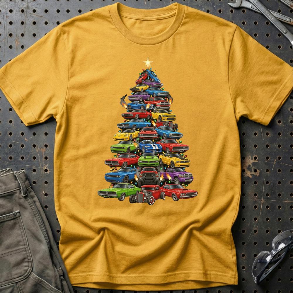 Dodge Juletræ Christmas Tree - Unisex T-Shirt-Beklædning-Dodge-Guld-S-Garage Culture Shop- garage - man cave - merchandise