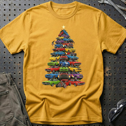 Dodge Juletræ Christmas Tree - Unisex T-Shirt-Beklædning-Dodge-Guld-S-Garage Culture Shop- garage - man cave - merchandise