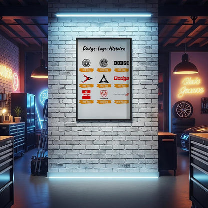 Dodge Logo Histoire Skilte, Musemåtte, Dørmåtte , Plakat-Skilte-Dodge-Garage Culture Shop- garage - man cave - merchandise