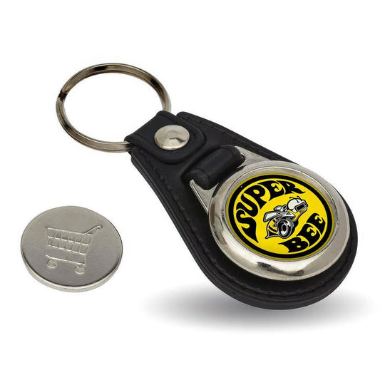Dodge Super Bee - Nøglering med Indkøbsvognsmønt – Metal & Kunstlæder-Nøglering-Dodge-Garage Culture Shop- garage - man cave - merchandise