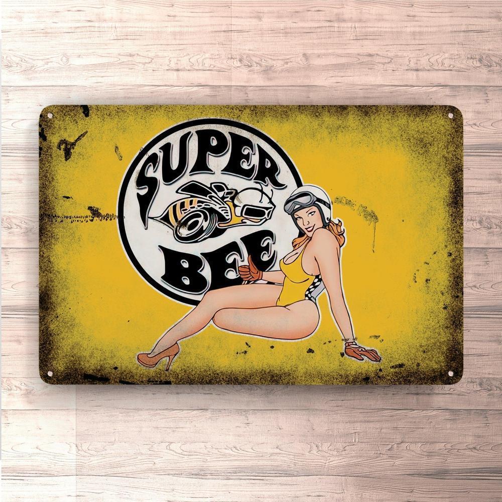 Dodge Super Bee Pin-Up Vintage Skilte, Musemåtte, Dørmåtte , Plakat-Skilte-Dodge-Garage Culture Shop- garage - man cave - merchandise