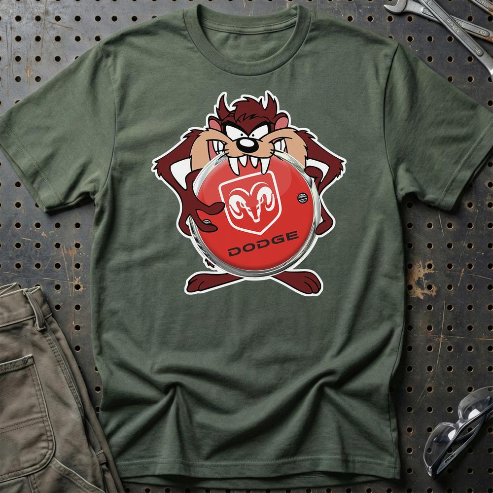 Dodge TAZ Unisex T-Shirt , Bomuld-Beklædning-Dodge-Grøn Militær-S-Garage Culture Shop- garage - man cave - merchandise