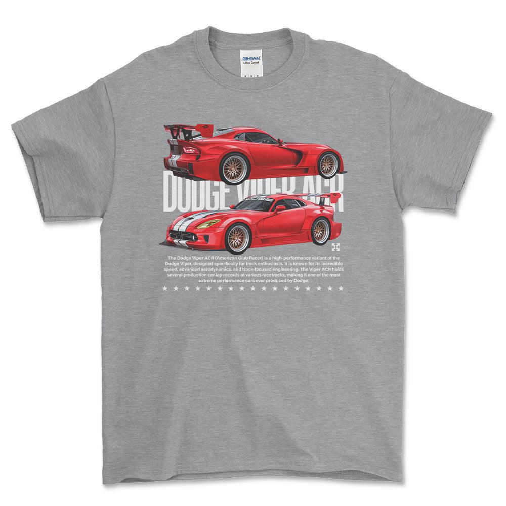 Dodge Viper - Unisex T-Shirt , Bomuld-Beklædning-Dodge-Grå Sport-S-Forside-Garage Culture Shop- garage - man cave - merchandise