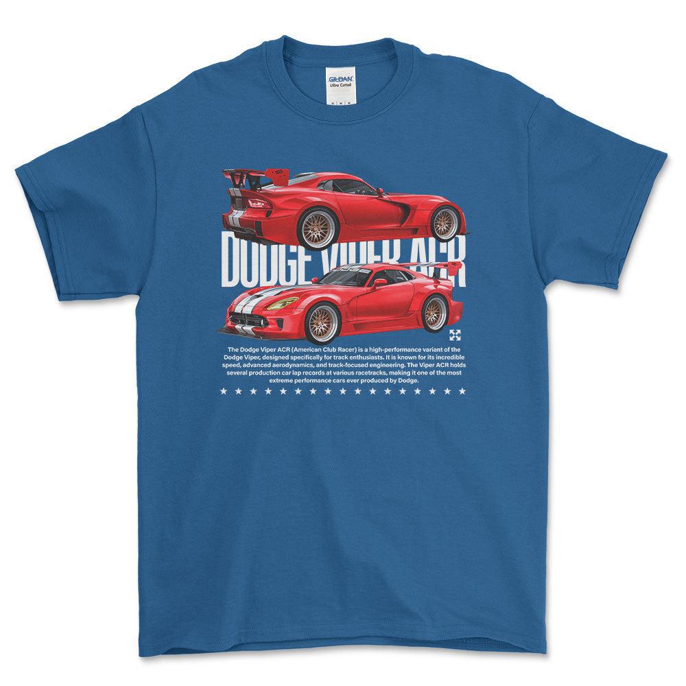 Dodge Viper - Unisex T-Shirt , Bomuld-Beklædning-Dodge-Blå Royal-S-Forside-Garage Culture Shop- garage - man cave - merchandise