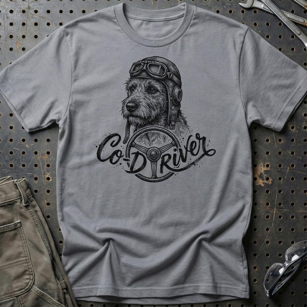 Dog Co-Driver T-Shirt-Beklædning-Garage Culture-Grå Sport-S-Garage Culture Shop- garage - man cave - merchandise