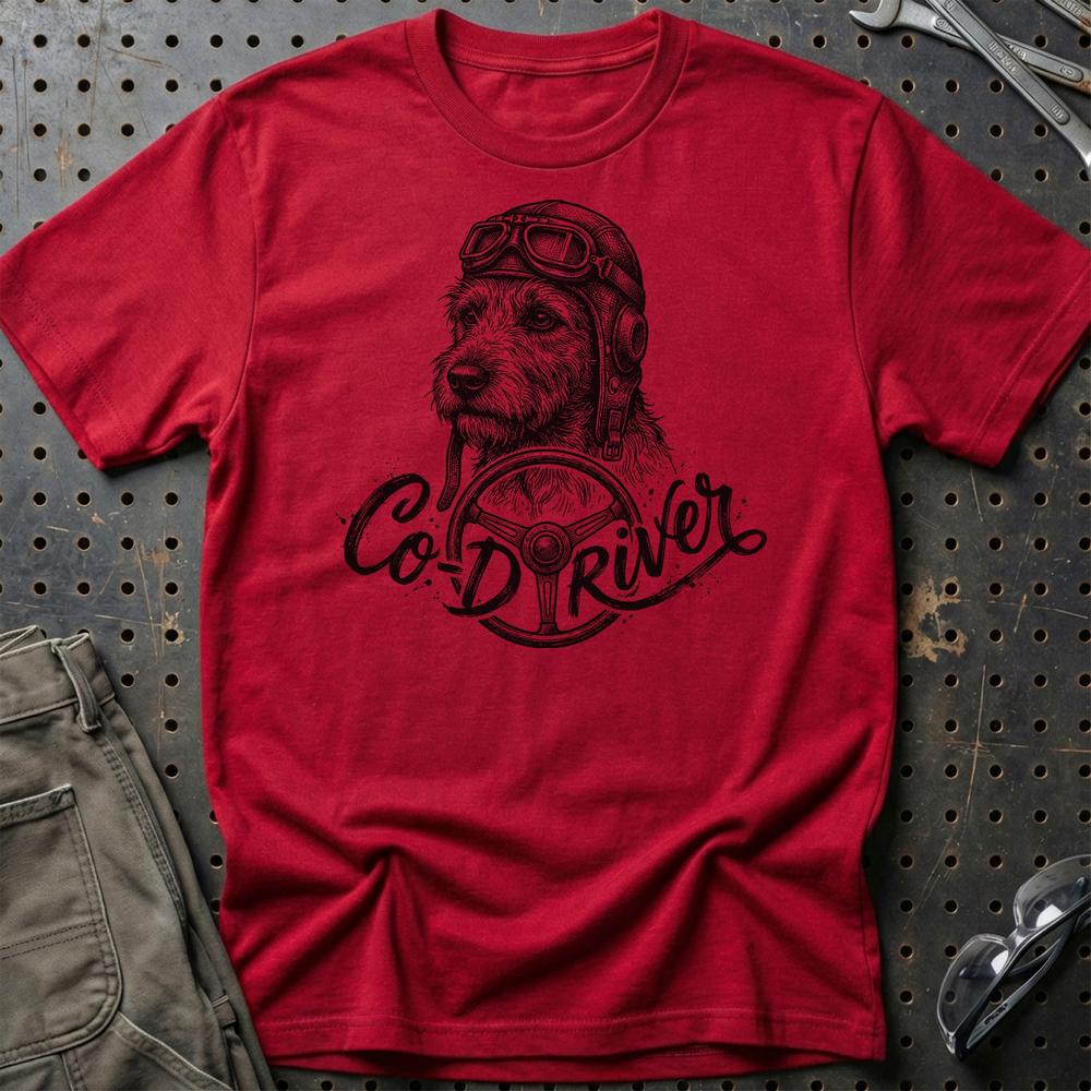 Dog Co-Driver T-Shirt-Beklædning-Garage Culture-Rød-S-Garage Culture Shop- garage - man cave - merchandise